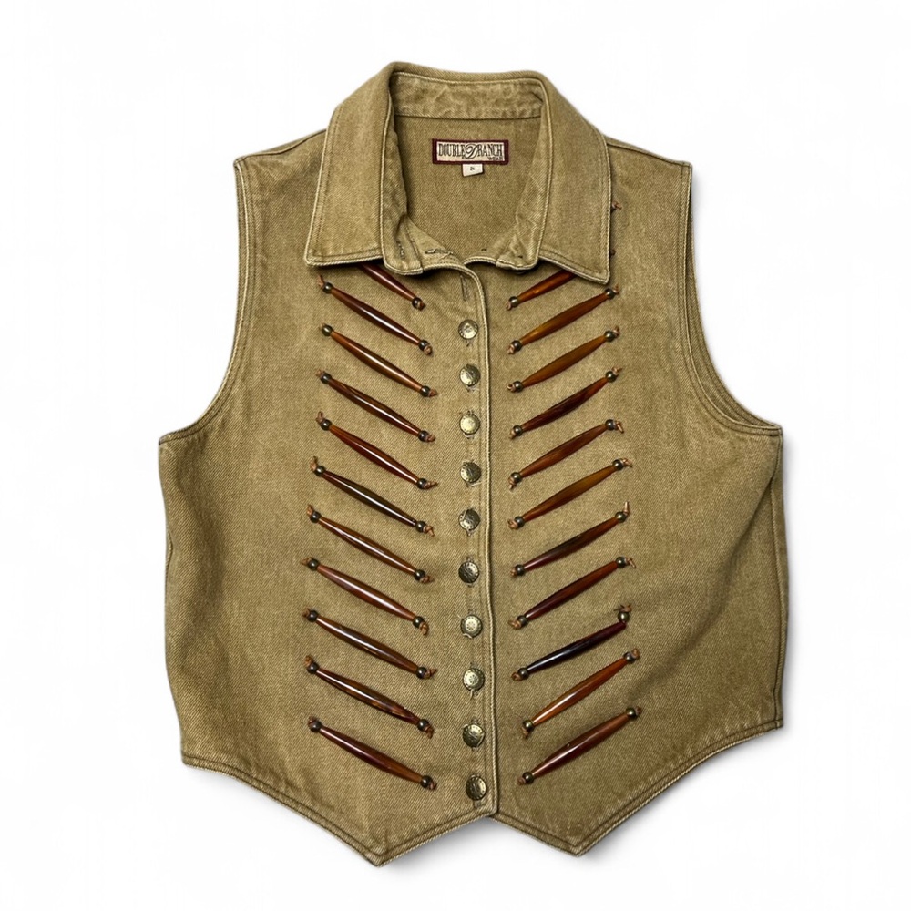 Double D Ranch Tan Vest with Brown Accents